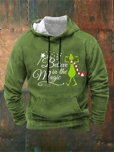 Men'S Funny Grinch Believe In The Magic Casual Hooded Sweatshirt