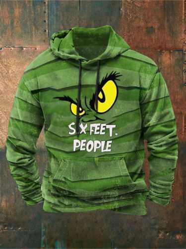 Men'S Funny Grinch Six Feet People Casual Hooded Sweatshirt