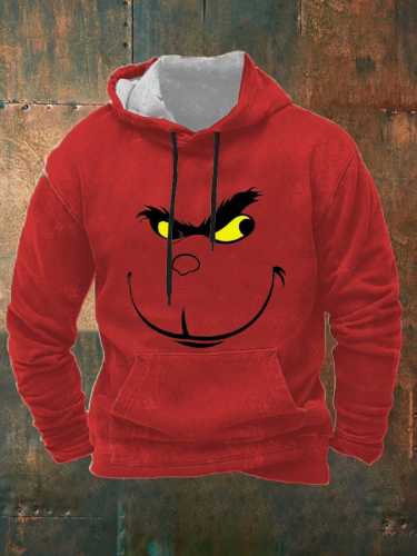 Men's Funny Face Christmas Print Casual Hoodie