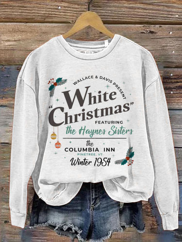 White Christmas Movie Print Casual Sweatshirt