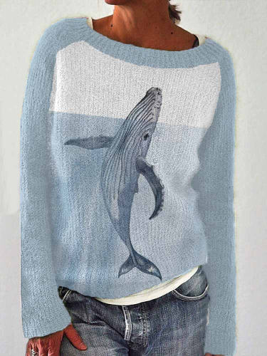 Whale Print Casual Comfortable Sweater