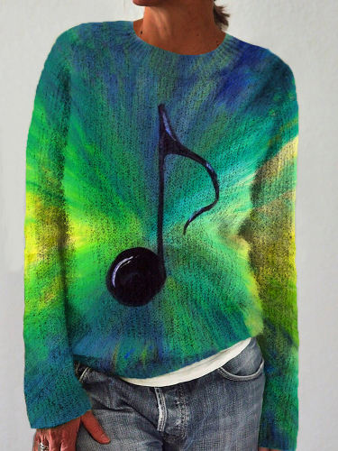 Eighth Note Graphic Vintage Cozy Sweater