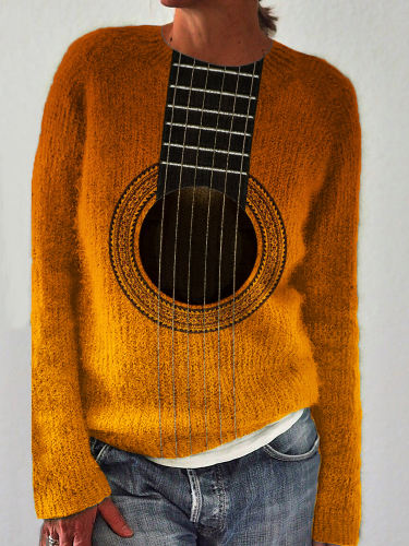 Vintage Guitar Inspired Gradient Cozy Sweater