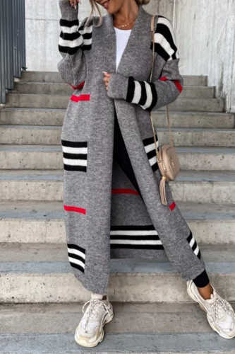 Casual Striped Print Cardigan(3 Colors)
