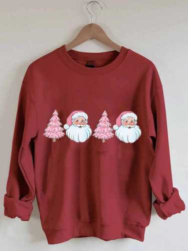 Women's Christmas Christmas TreeSanta Print Sweatshirt