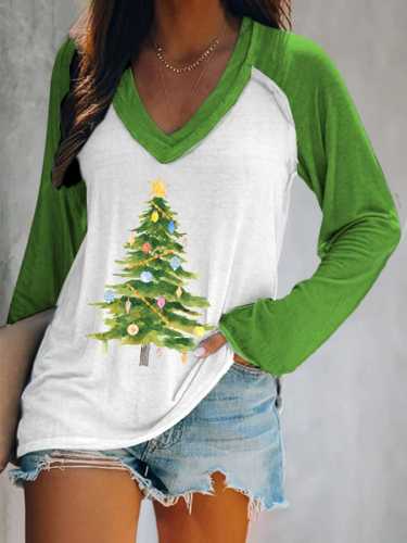Women's Christmas Tree Print Casual T-Shirt