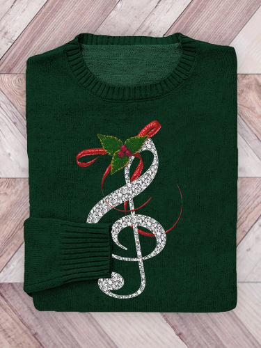 Christmas Music Notes Cozy Knit Sweater