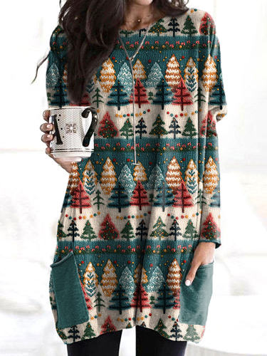 Knit Christmas Tree Casual Cozy Top
