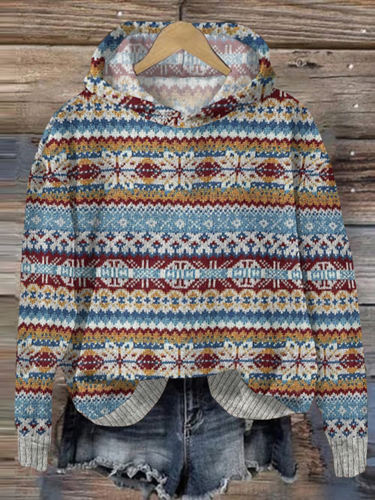 Vintage Geometry Pattern Warm Long Sleeve Comfy Sweater
