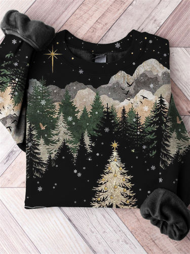 Christmas Inspired Mountains Landscape Comfy Sweatshirt