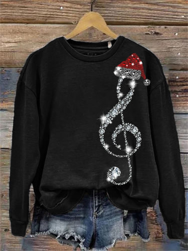 Classy Christmas Treble Clef Glitter Art Sweatshirt