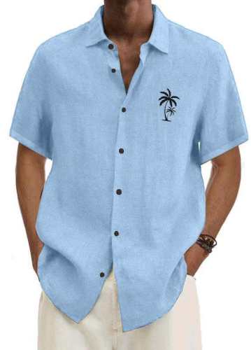 Men's Solid Color Hawaiian Coconut Casual Shirt
