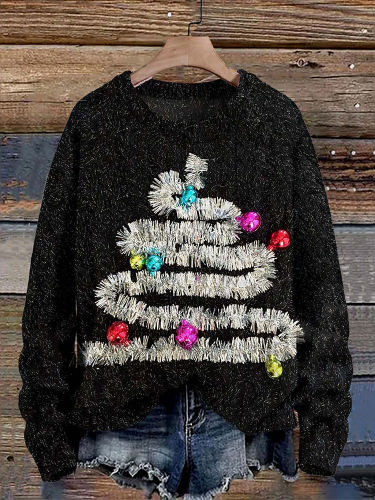 Funny Christmas Print Knit Pullover Sweater