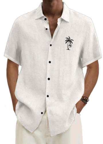 Men's Solid Color Hawaiian Coconut Casual Shirt