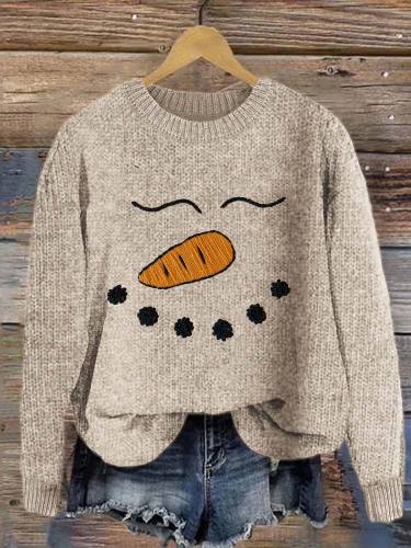 Christmas Snowman Round Neck Casual Sweater