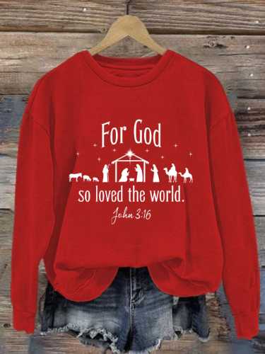 Women's Christmas Nativity Print Casual Sweatshirt