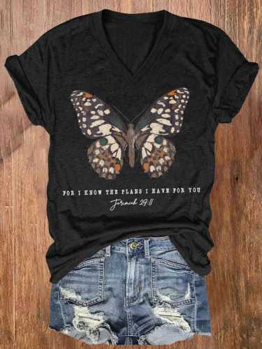 Women's Casual Jeremiah 29 11, For I Know the Plans I Have For You Printed Short Sleeve T-Shirt