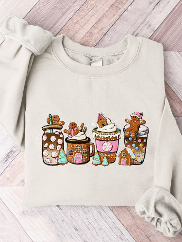 Christmas Gingerbread Coffee Graphic Comfy Sweatshirt