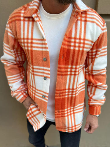 Men's Fall Classic Flannel Striped Jacket