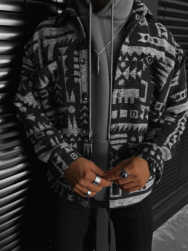 Men's Casual Ethnic Print Flannel Jacket