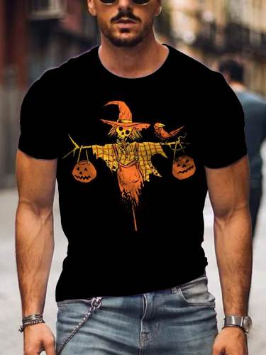 Men's Halloween Horror Skeleton Graphic Casual Print T-Shirt