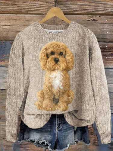 Women's Fuzzy Dog Print Sweatshirt