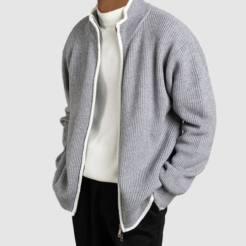 Men's Jacket Zippered Knit Shirt Cardigan Sweater
