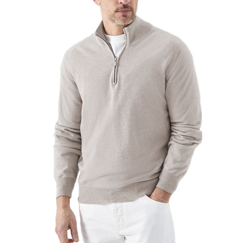 Men's Cotton Zipper Casual Pullover Knitted Sweater