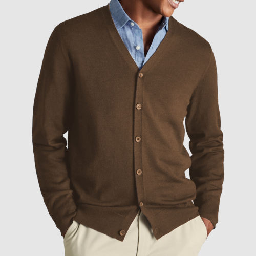 Men's long sleeve knitted cardigan