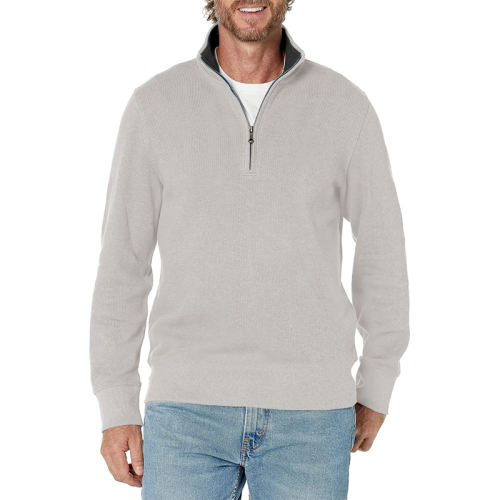 Men's Cotton Zipper Casual Mock Neck Pullover Knitted Sweater