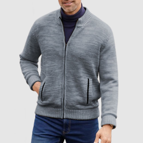 Men's Stand Collar Fashion Cardigan Sweater Knitted Jacket