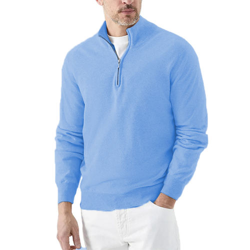 Men's Cotton Zipper Casual Pullover Knitted Sweater