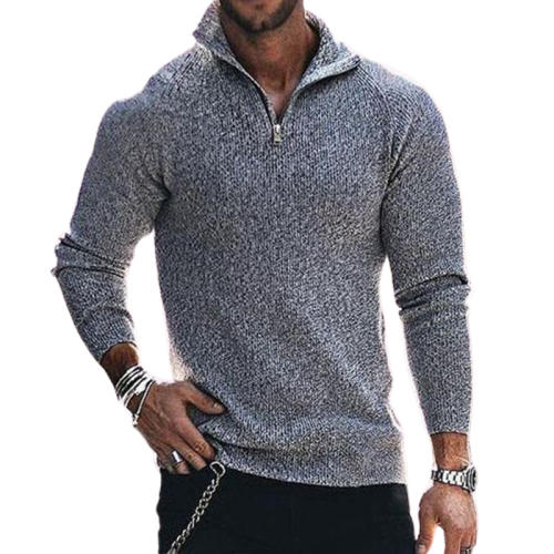 Men'S New Polo Collar Knit Long Sleeve Sweater