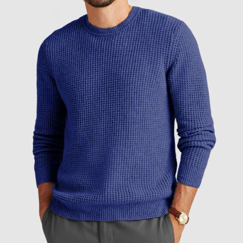 Men's Casual Waffle Knit Pullover