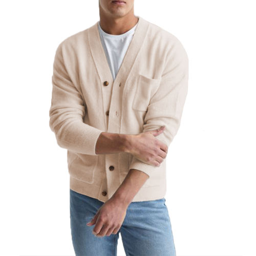 Men's Cotton V-Neck Sweater Knitted Cardigan Coat