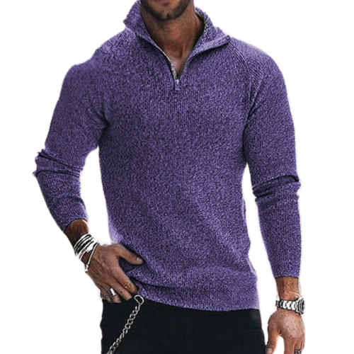 Men'S New Polo Collar Knit Long Sleeve Sweater