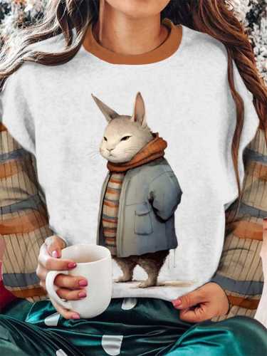 Women's Rabbit Winter Art Casual Sweatshirt
