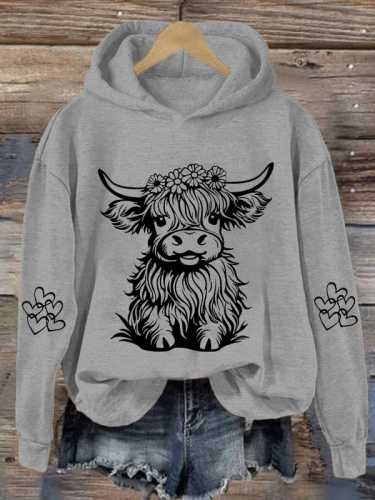 Women's Highland Cow Casual Hoodie