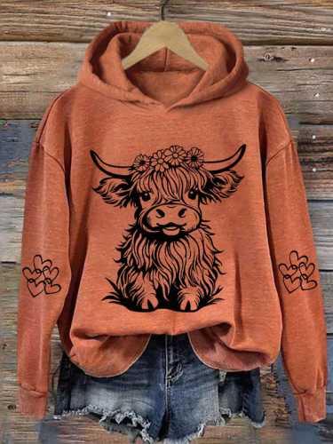 Women's Highland Cow Casual Hoodie