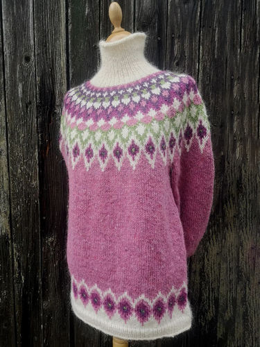 Vintage Several Color Block Jacquard Turtleneck Sweater