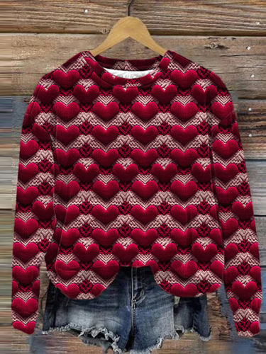 Valentine's Day Love Print Casual Knitted Sweater