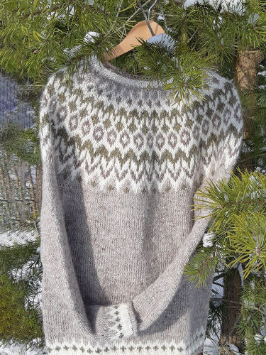 Vintage Icelandic Knitted Jacquard Sweater (Unisex)