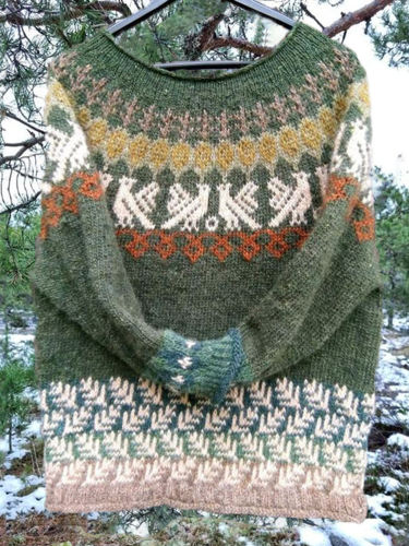 Vintage Icelandic Cute Bird Knit Jacquard Warmth Crew Neck Sweater(Unisex)