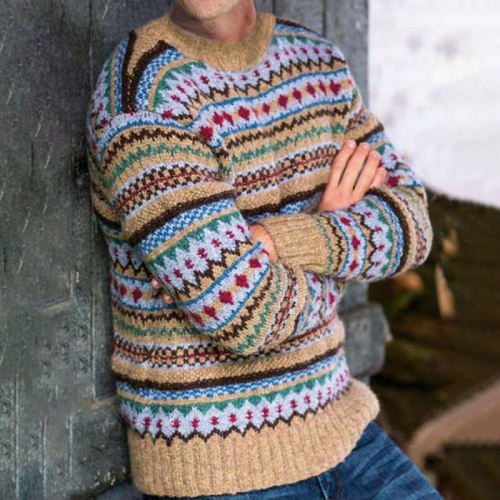 Vintage Brodie Knit Jacquard Crew Neck Sweater