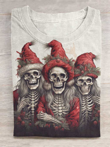 Unisex Skull Christmas Print T-Shirt