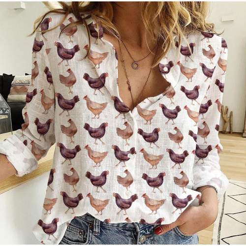 Joycorners Watercolor Seamless Pattern With Poultry Casual Shirt