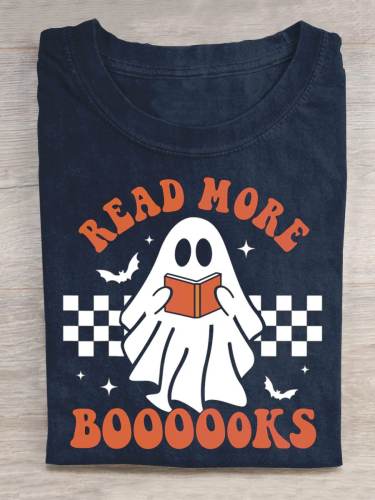 Cute Booooks Ghost Read More Books Funny Teacher Halloween T-Shirt
