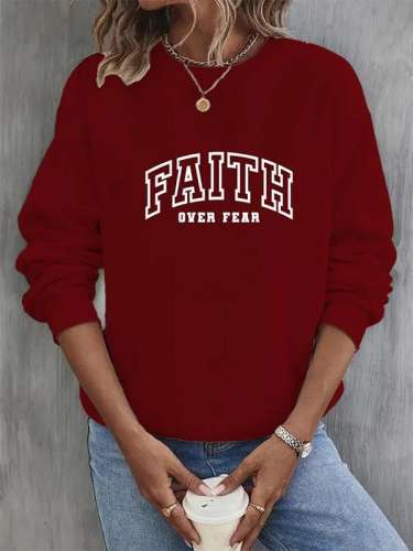 Women's Faith Printed Long Sleeve Tops