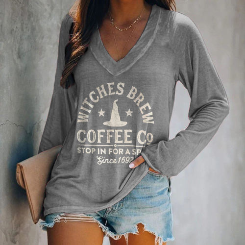 Witches Brew Coffee 1692 Printed Long Sleeve T-shirt