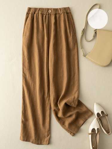 Women'S Casual Cotton And Linen Trousers